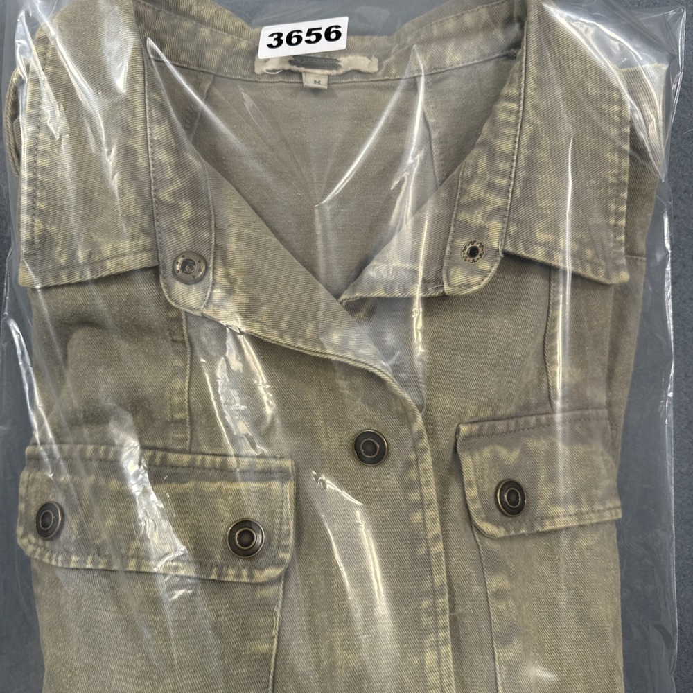 Gimmicks KHAKI FIELD Jacket FLAP POCKETS with CREAM  Lace ARMS Women's‎ Size M - Picture 9 of 9